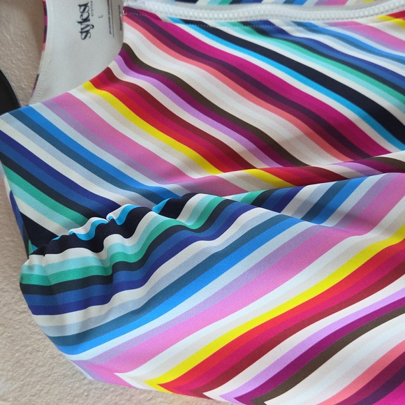 Stylest System  Dream Sculpt Zip Swimsuit Multicolor Stripes Large UPF 50 - Picture 5 of 16